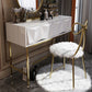 Glam Wood Vanity Table in White 31.5" H Dressing Table with Mirror and Stool