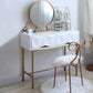 Glam Wood Vanity Table in White 31.5" H Dressing Table with Mirror and Stool
