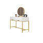 Glam Wood Vanity Table in White 31.5" H Dressing Table with Mirror and Stool