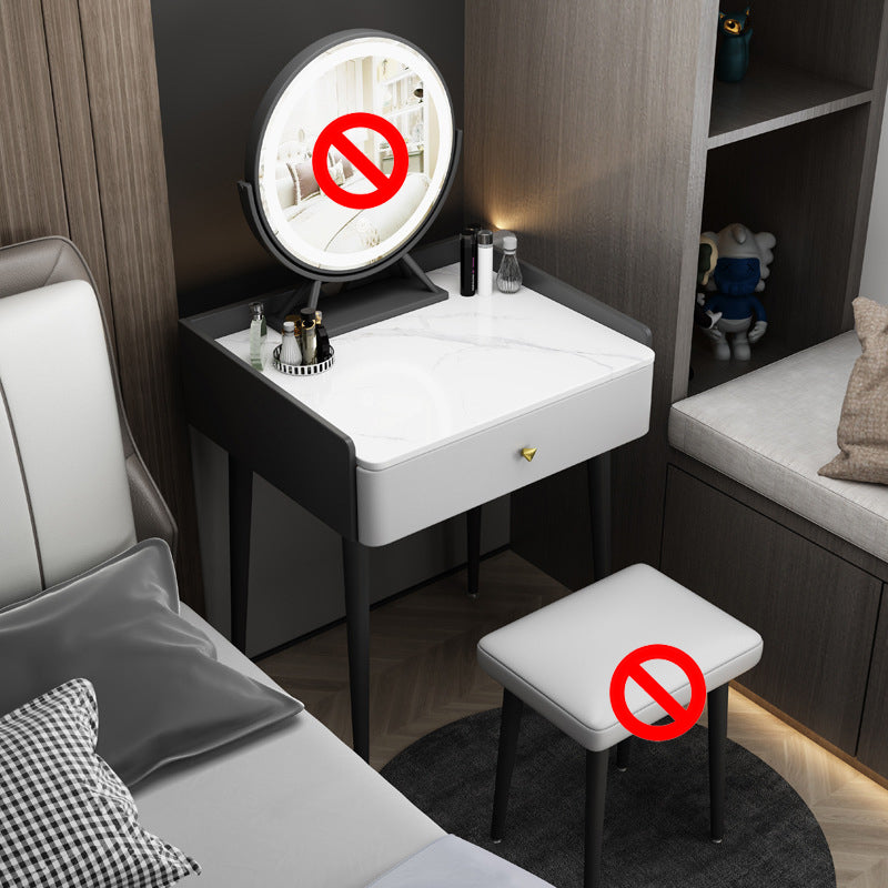 17.32" Wide Vanity Set Contemporary Stone Dressing Table with Drawer