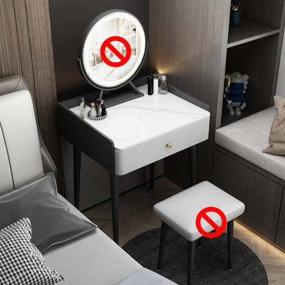 17.32" Wide Vanity Set Contemporary Stone Dressing Table with Drawer