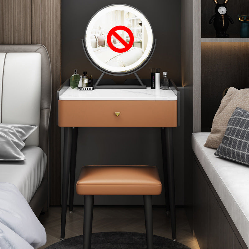 17.32" Wide Vanity Set Contemporary Stone Dressing Table with Drawer