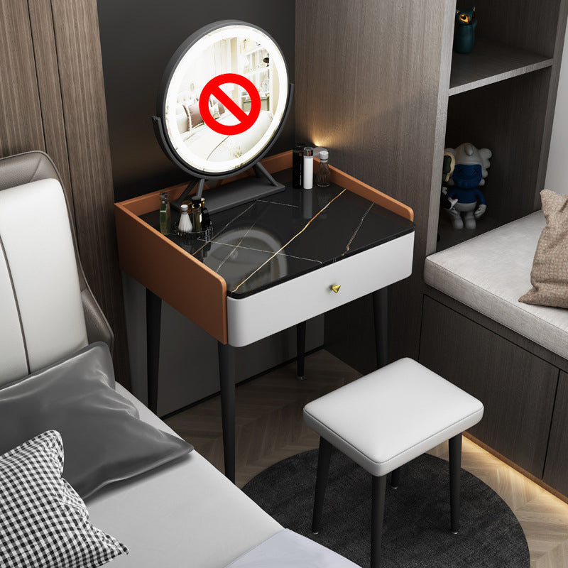 17.32" Wide Vanity Set Contemporary Stone Dressing Table with Drawer