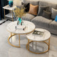 Glam Round Nesting Coffee Table with Marble Top and Metal Base