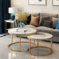 Glam Round Nesting Coffee Table with Marble Top and Metal Base