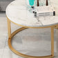 Glam Round Nesting Coffee Table with Marble Top and Metal Base