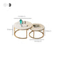 Glam Round Nesting Coffee Table with Marble Top and Metal Base