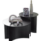 Abstract Coffee Table Black Round Metal Coffee Cocktail Table