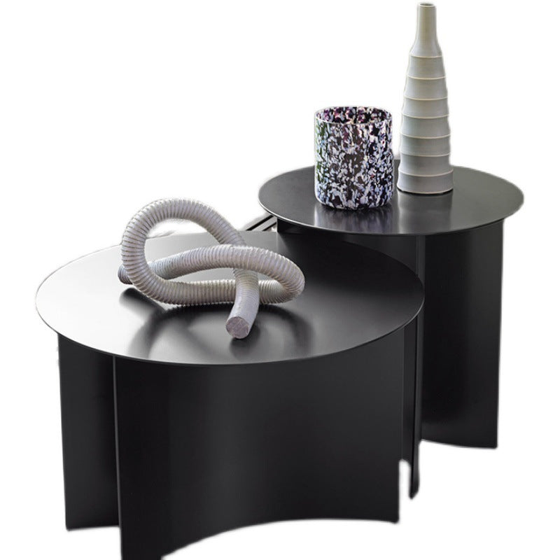 Abstract Coffee Table Black Round Metal Coffee Cocktail Table