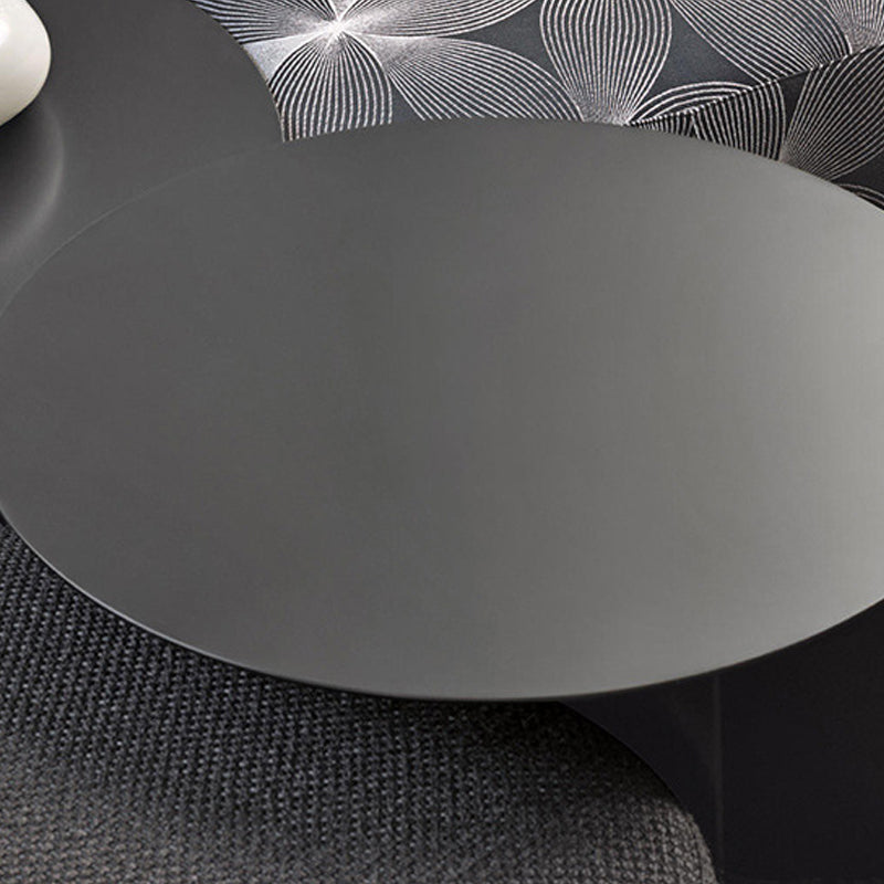 Abstract Coffee Table Black Round Metal Coffee Cocktail Table