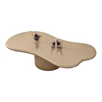 Scandinavian Free Form Coffee Table with Pedestal Base in Solid Wood Light Coffee Clearhalo 'Coffee & Accent Tables' 'Coffee Tables' 'coffee_tables' 'furn' 'furn_coffee_tables' 'Furniture' 'Living Room Furniture' 6397142