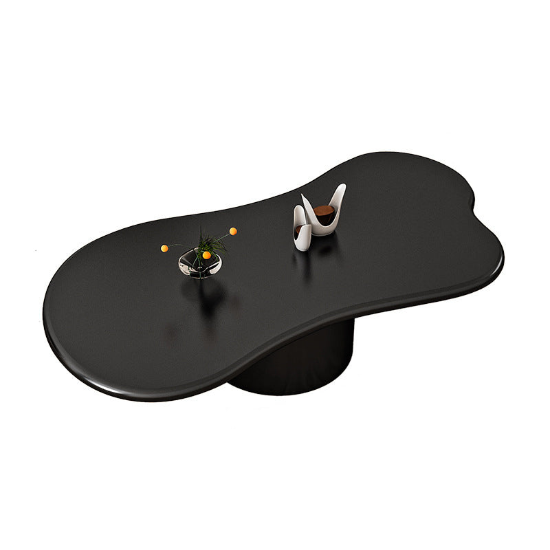 Scandinavian Free Form Coffee Table with Pedestal Base in Solid Wood Black Clearhalo 'Coffee & Accent Tables' 'Coffee Tables' 'coffee_tables' 'furn' 'furn_coffee_tables' 'Furniture' 'Living Room Furniture' 6397143