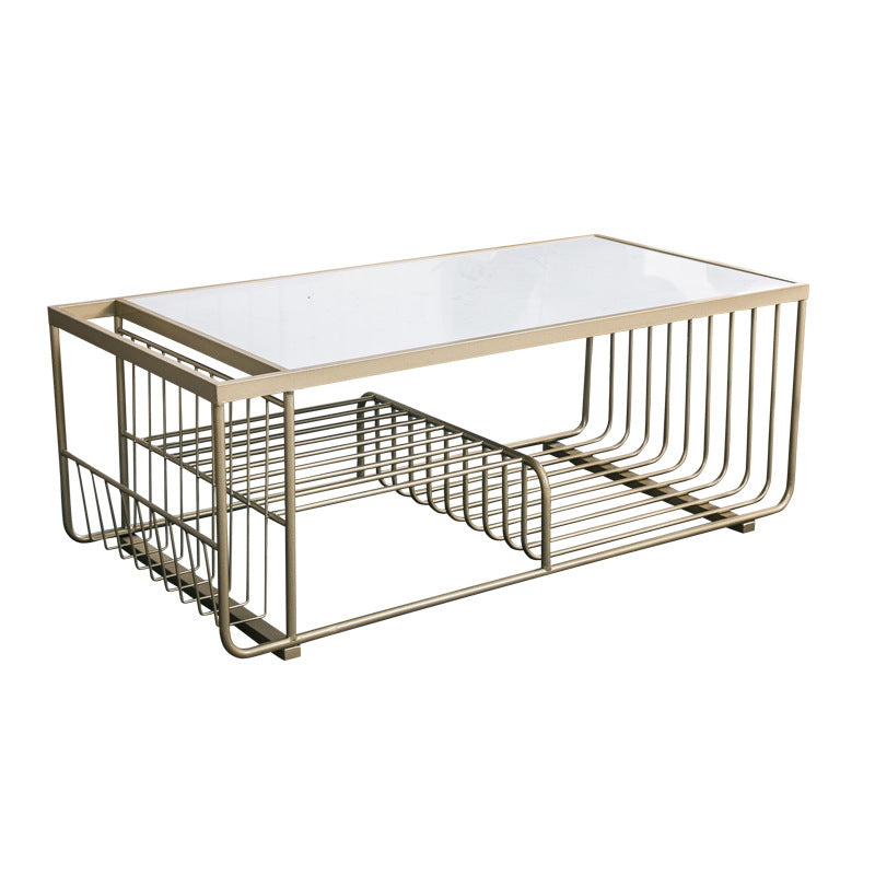 Table basse Frame Table de cocktail en marbre Glam avec étagère