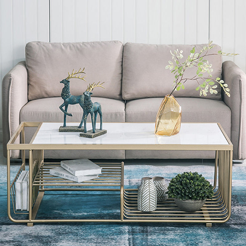 Table basse Frame Table de cocktail en marbre Glam avec étagère