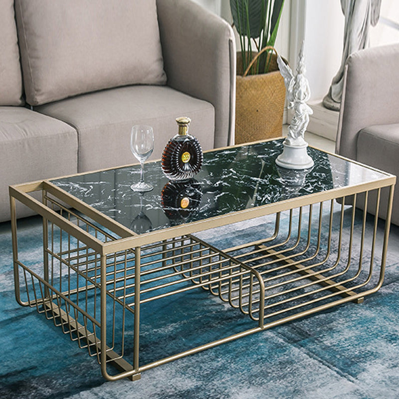 Table basse Frame Table de cocktail en marbre Glam avec étagère