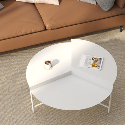 Round Iron Coffee Table 17.71" High 3 Legs Coffee Cocktail Table White Clearhalo 'Coffee & Accent Tables' 'Coffee Tables' 'coffee_tables' 'furn' 'furn_coffee_tables' 'Furniture' 'Living Room Furniture' 6397190