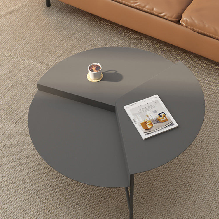 Round Iron Coffee Table 17.71" High 3 Legs Coffee Cocktail Table Grey Clearhalo 'Coffee & Accent Tables' 'Coffee Tables' 'coffee_tables' 'furn' 'furn_coffee_tables' 'Furniture' 'Living Room Furniture' 6397191
