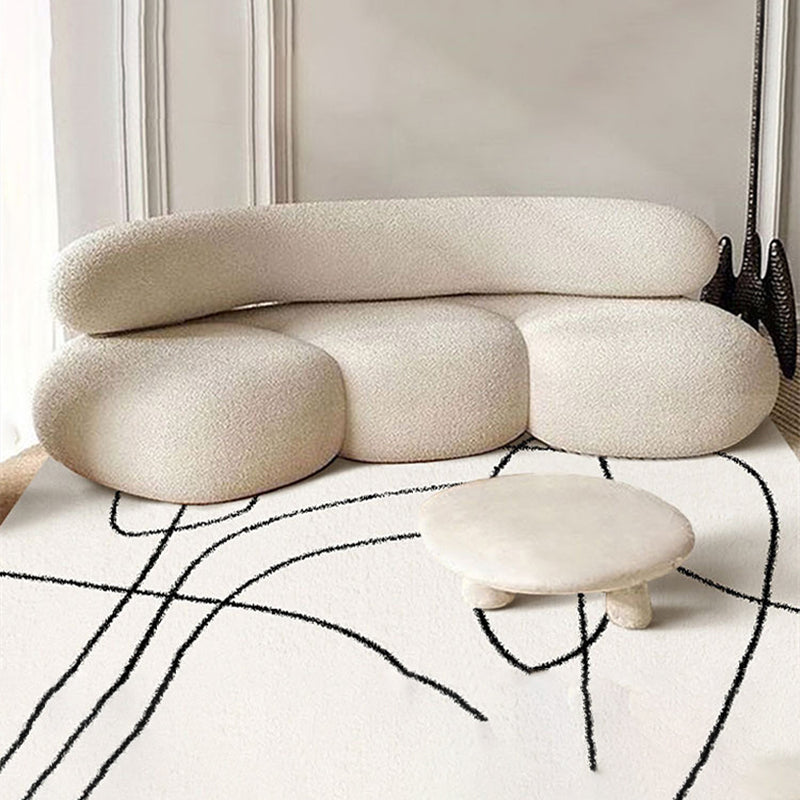 Beige Modern Fabric Sofa 27.95" High Armless Sofa for Living Room 94"L x 33"W x 28"H Wool Clearhalo 'furn' 'furn_sofas' 'Furniture' 'Living Room Furniture' 'Sofa' 'sofas' 6397220