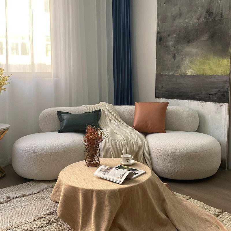 Beige Modern Fabric Sofa 27.95" High Armless Sofa for Living Room Clearhalo 'furn' 'furn_sofas' 'Furniture' 'Living Room Furniture' 'Sofa' 'sofas' 6397223