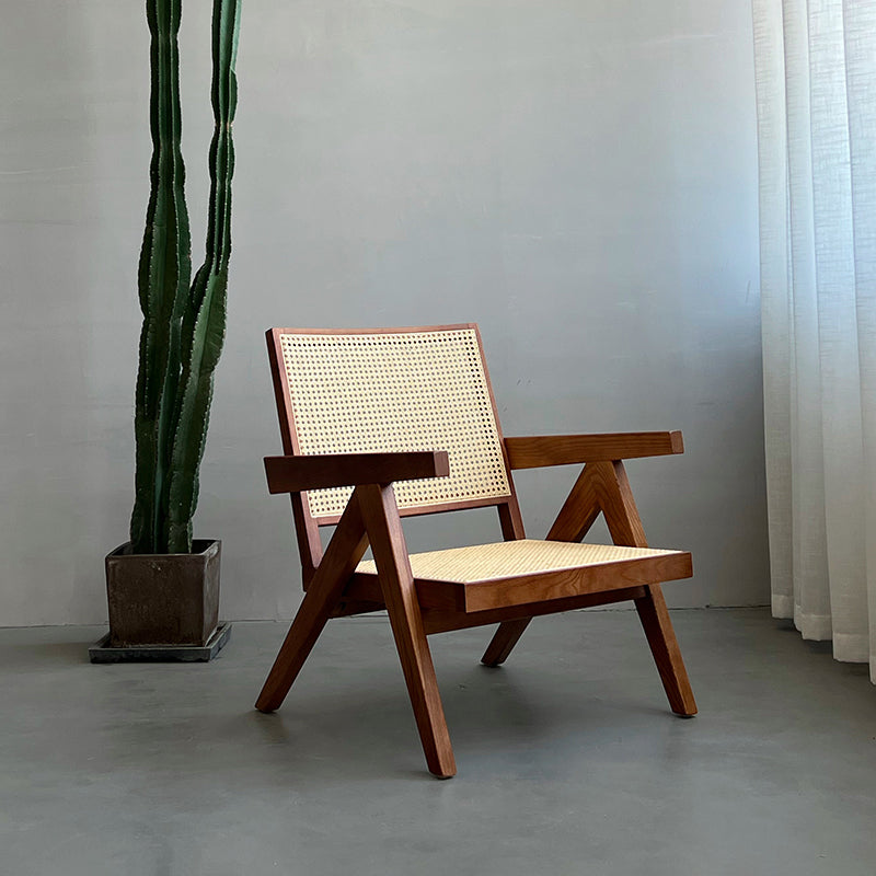 Woven Back Lounge Chair Solid Wood Arms Included Chair with Cushion Clearhalo 'Accent Chairs' 'accent_chairs' 'Chairs & Seating' 'furn' 'furn_accent_chairs' 'Furniture' 'Living Room Furniture' 6397236