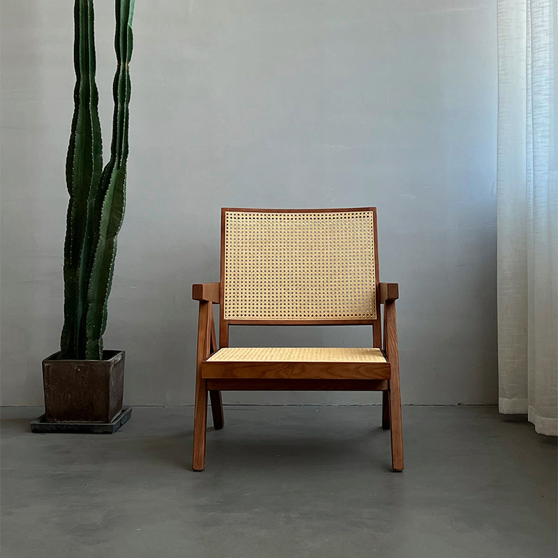 Woven Back Lounge Chair Solid Wood Arms Included Chair with Cushion Clearhalo 'Accent Chairs' 'accent_chairs' 'Chairs & Seating' 'furn' 'furn_accent_chairs' 'Furniture' 'Living Room Furniture' 6397239