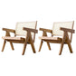 Woven Back Lounge Chair Solid Wood Arms Included Chair with Cushion Wicker Rattan 2 Piece Set Walnut Clearhalo 'Accent Chairs' 'accent_chairs' 'Chairs & Seating' 'furn' 'furn_accent_chairs' 'Furniture' 'Living Room Furniture' 6397240