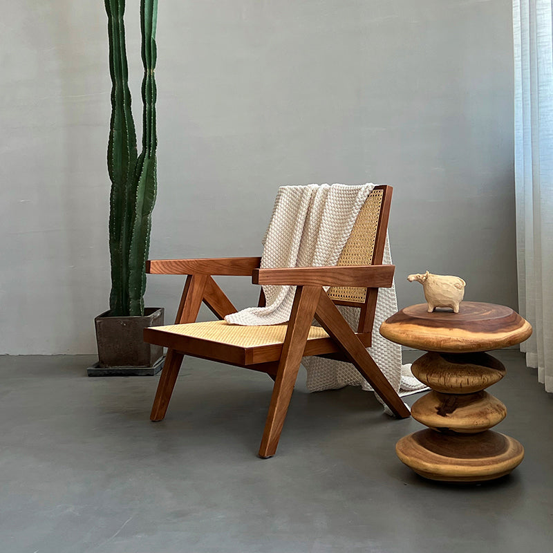 Woven Back Lounge Chair Solid Wood Arms Included Chair with Cushion Clearhalo 'Accent Chairs' 'accent_chairs' 'Chairs & Seating' 'furn' 'furn_accent_chairs' 'Furniture' 'Living Room Furniture' 6397241