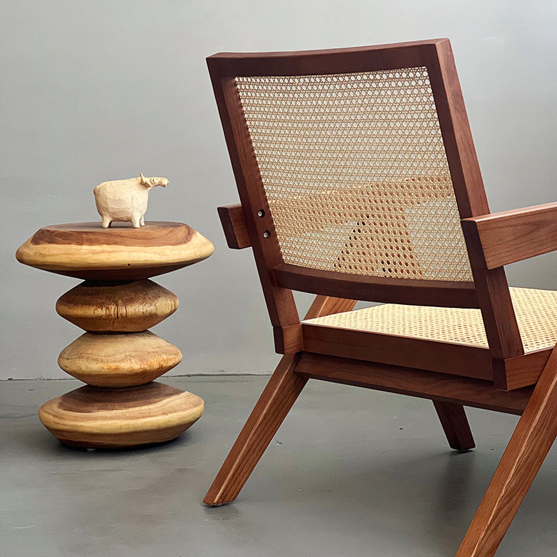 Woven Back Lounge Chair Solid Wood Arms Included Chair with Cushion Clearhalo 'Accent Chairs' 'accent_chairs' 'Chairs & Seating' 'furn' 'furn_accent_chairs' 'Furniture' 'Living Room Furniture' 6397244