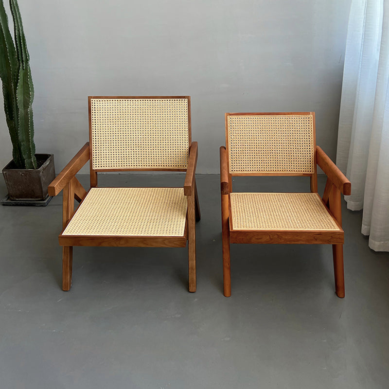 Woven Back Lounge Chair Solid Wood Arms Included Chair with Cushion Clearhalo 'Accent Chairs' 'accent_chairs' 'Chairs & Seating' 'furn' 'furn_accent_chairs' 'Furniture' 'Living Room Furniture' 6397247