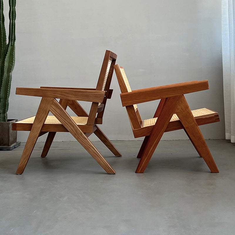 Woven Back Lounge Chair Solid Wood Arms Included Chair with Cushion Clearhalo 'Accent Chairs' 'accent_chairs' 'Chairs & Seating' 'furn' 'furn_accent_chairs' 'Furniture' 'Living Room Furniture' 6397248