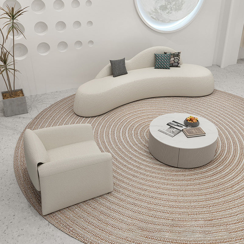 Sofá sin sofá de tela moderno con 2 almohadas para sala de estar