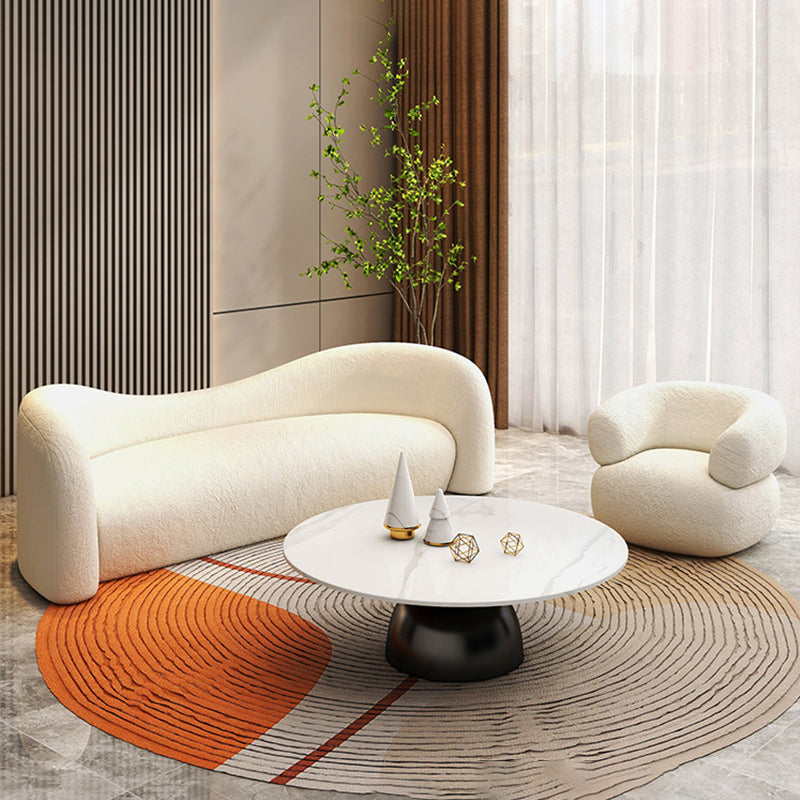 Sofá de brazo inclinado para el brazo curvo contemporáneo de lana para la sala de estar