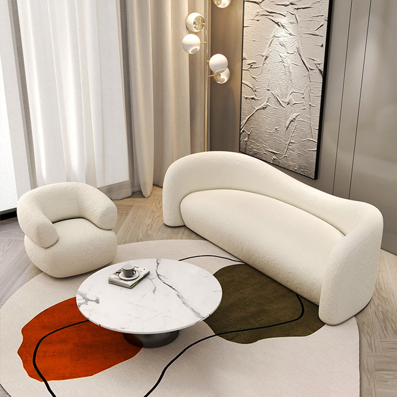 Sofá de brazo inclinado para el brazo curvo contemporáneo de lana para la sala de estar