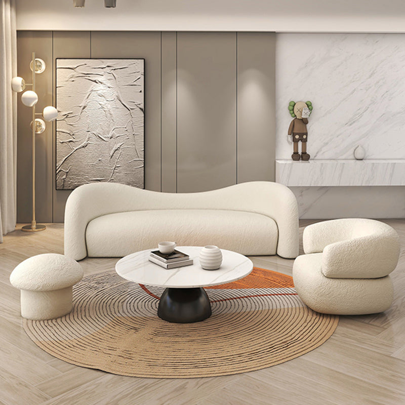 Sofá de brazo inclinado para el brazo curvo contemporáneo de lana para la sala de estar