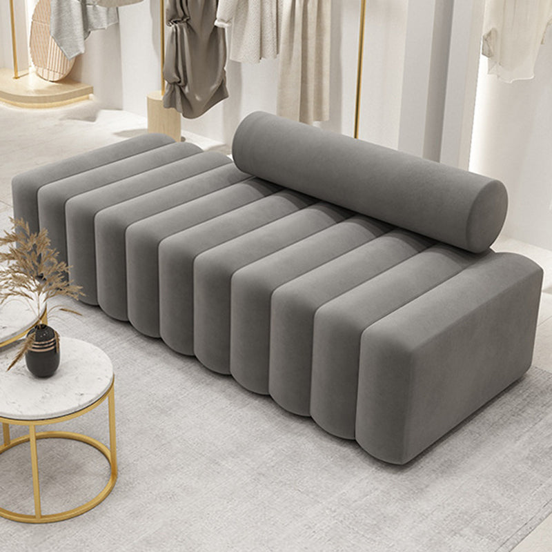Gray Modern Velvet Sofa 16.92" High Armless 3/4/5-seater Sofa 91"L x 28"W x 17"H Velvet Clearhalo 'furn' 'furn_sofas' 'Furniture' 'Living Room Furniture' 'Sofa' 'sofas' 6397301