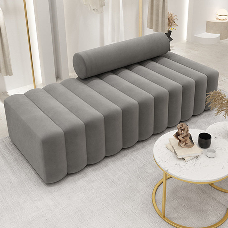 Gray Modern Velvet Sofa 16.92" High Armless 3/4/5-seater Sofa 71"L x 28"W x 17"H Velvet Clearhalo 'furn' 'furn_sofas' 'Furniture' 'Living Room Furniture' 'Sofa' 'sofas' 6397302