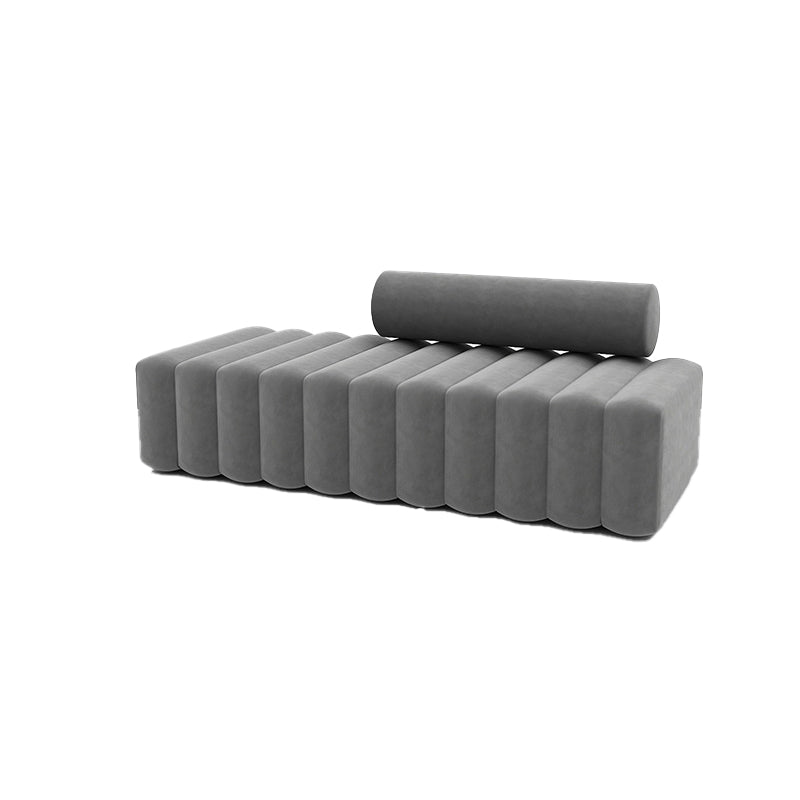 Gray Modern Velvet Sofa 16.92" High Armless 3/4/5-seater Sofa Clearhalo 'furn' 'furn_sofas' 'Furniture' 'Living Room Furniture' 'Sofa' 'sofas' 6397305