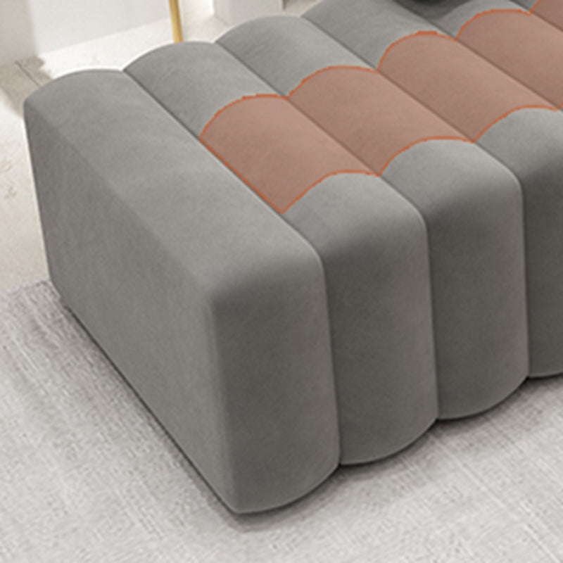 Gray Modern Velvet Sofa 16.92" High Armless 3/4/5-seater Sofa Clearhalo 'furn' 'furn_sofas' 'Furniture' 'Living Room Furniture' 'Sofa' 'sofas' 6397306