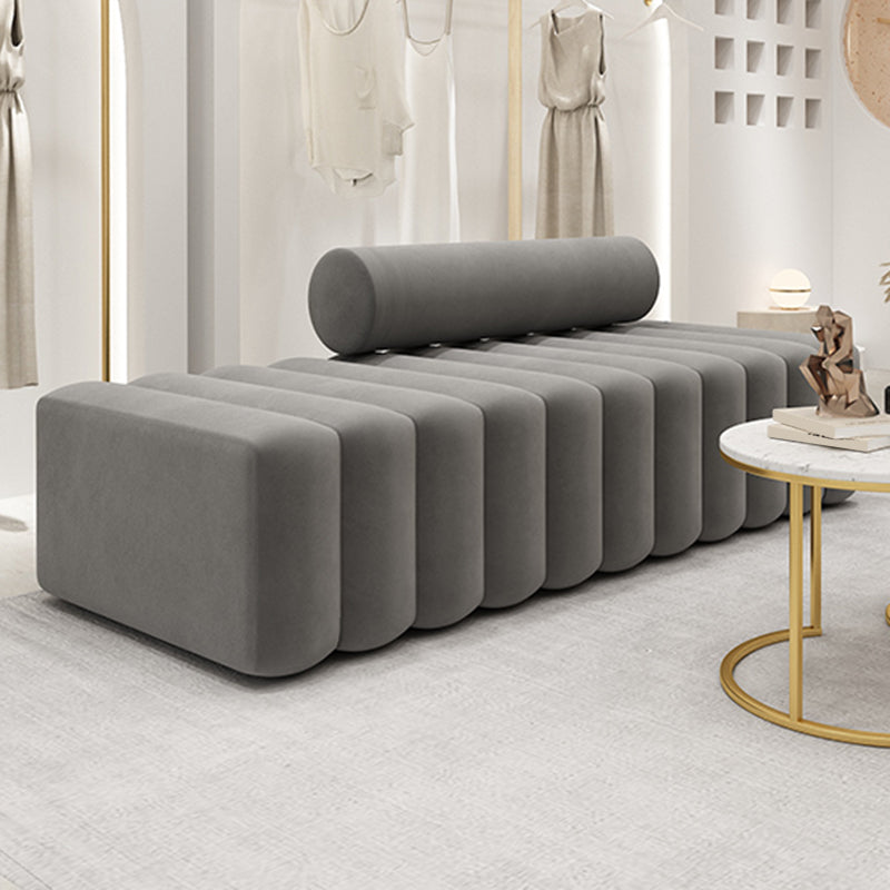 Gray Modern Velvet Sofa 16.92" High Armless 3/4/5-seater Sofa Clearhalo 'furn' 'furn_sofas' 'Furniture' 'Living Room Furniture' 'Sofa' 'sofas' 6397311