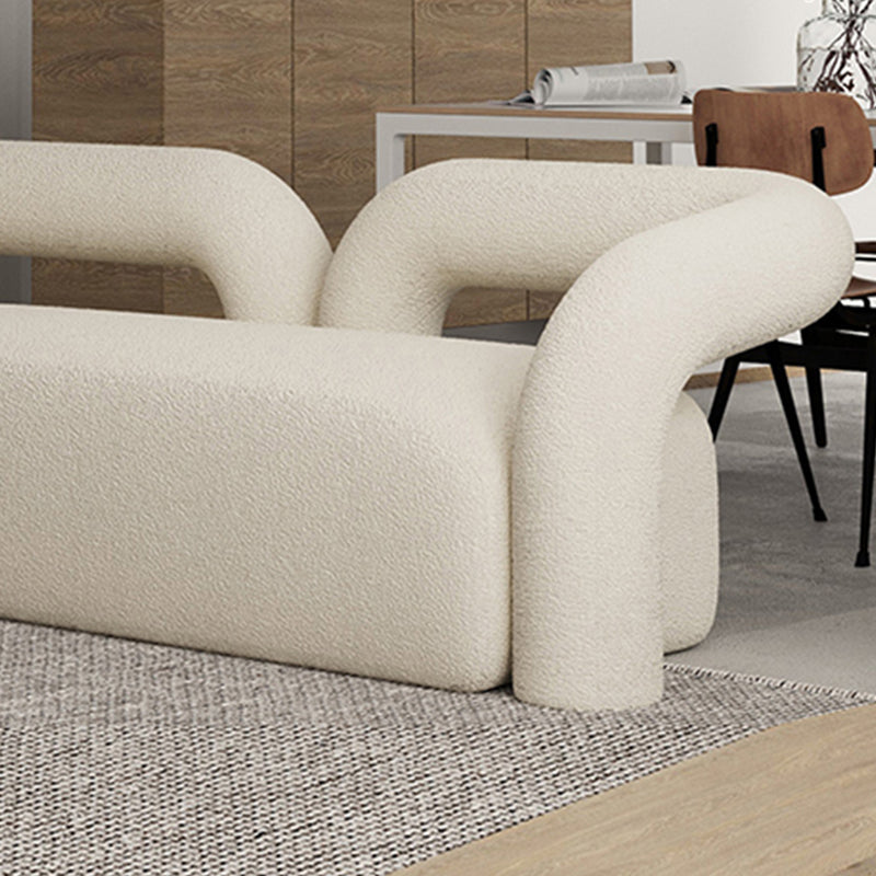 Modern White Tuxedo Arm Sofa Wool Statement Sofa for Living Room