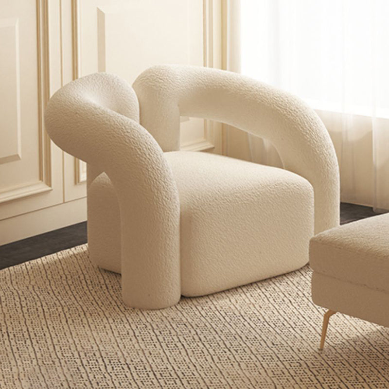 Modern White Tuxedo Arm Sofa Wool Statement Sofa for Living Room