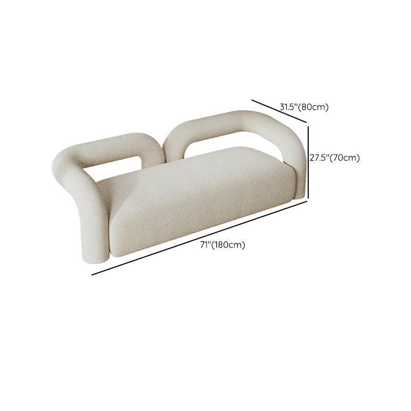Modern White Tuxedo Arm Sofa Wool Statement Sofa for Living Room