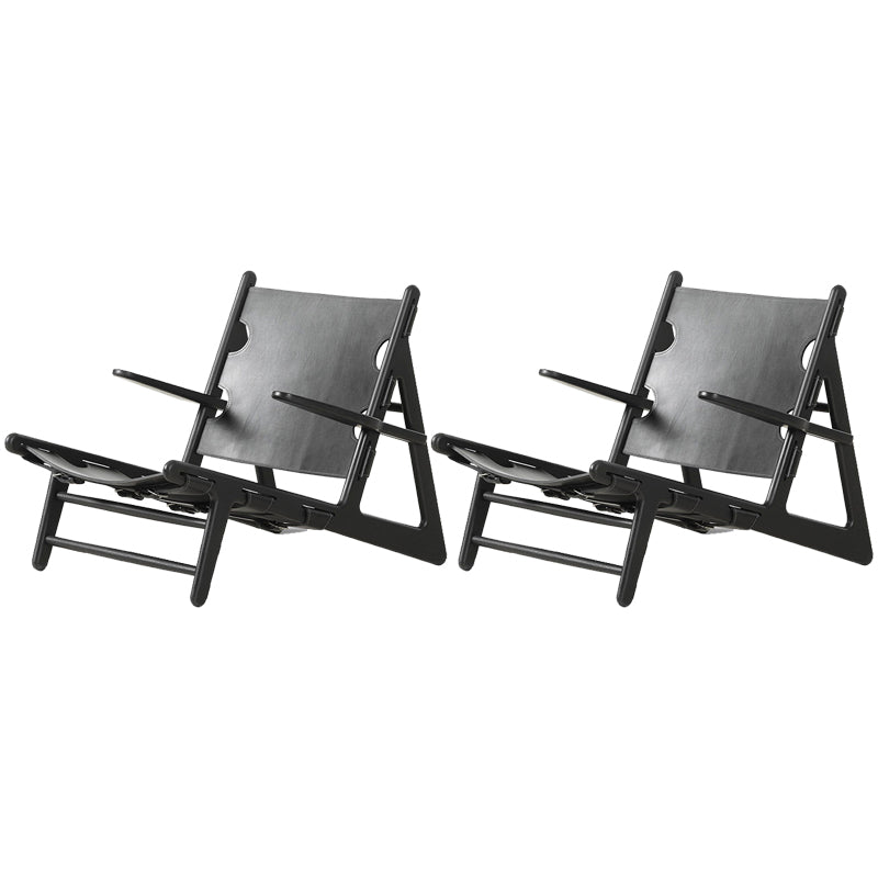 Solid Wood Frame Lounge Chair Arms Include Chair for Living Room Black Leather 2 Piece Set Clearhalo 'Accent Chairs' 'accent_chairs' 'Chairs & Seating' 'furn' 'furn_accent_chairs' 'Furniture' 'Living Room Furniture' 6397402