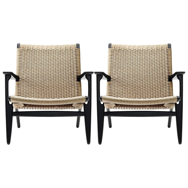 Solid Wood Frame Lounge Chair Arms Include Chair for Living Room Black Wicker Rattan 2 Piece Set Clearhalo 'Accent Chairs' 'accent_chairs' 'Chairs & Seating' 'furn' 'furn_accent_chairs' 'Furniture' 'Living Room Furniture' 6397404