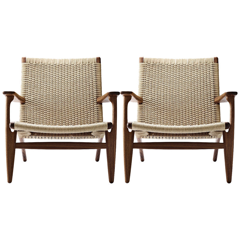 Solid Wood Frame Lounge Chair Arms Include Chair for Living Room Brown Wicker Rattan 2 Piece Set Clearhalo 'Accent Chairs' 'accent_chairs' 'Chairs & Seating' 'furn' 'furn_accent_chairs' 'Furniture' 'Living Room Furniture' 6397407