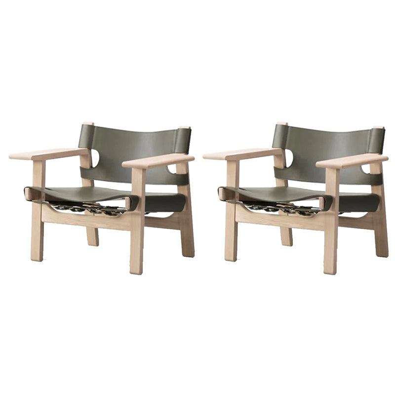 Solid Wood Frame Lounge Chair Arms Include Chair for Living Room Green Leather 2 Piece Set Clearhalo 'Accent Chairs' 'accent_chairs' 'Chairs & Seating' 'furn' 'furn_accent_chairs' 'Furniture' 'Living Room Furniture' 6397411