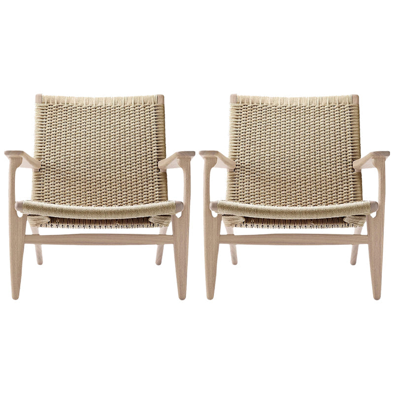 Solid Wood Frame Lounge Chair Arms Include Chair for Living Room Natural Wicker Rattan 2 Piece Set Clearhalo 'Accent Chairs' 'accent_chairs' 'Chairs & Seating' 'furn' 'furn_accent_chairs' 'Furniture' 'Living Room Furniture' 6397413