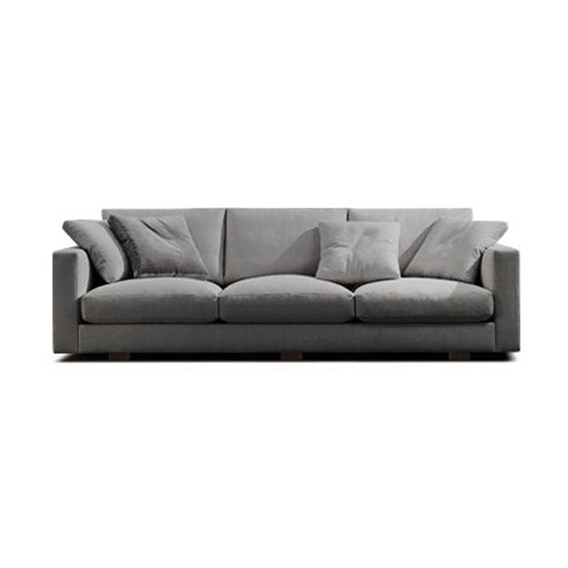 Contemporary Slipcovered Living Room Square Arm Pillows Seating Light Gray Clearhalo 'furn' 'furn_sofas' 'Furniture' 'Living Room Furniture' 'Sofa' 'sofas' 6397439