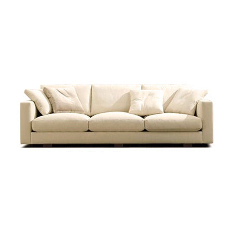 Contemporary Slipcovered Living Room Square Arm Pillows Seating Off-White Clearhalo 'furn' 'furn_sofas' 'Furniture' 'Living Room Furniture' 'Sofa' 'sofas' 6397450