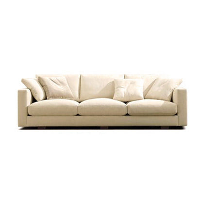 Contemporary Slipcovered Living Room Square Arm Pillows Seating Off-White Clearhalo 'furn' 'furn_sofas' 'Furniture' 'Living Room Furniture' 'Sofa' 'sofas' 6397450